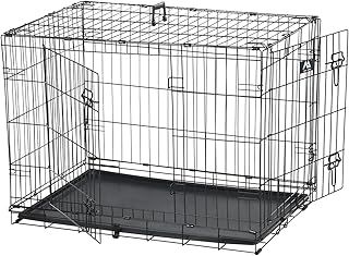 SILVER VALLEY Dog Crate Dog Cage from Small to Large, Pet Dog Puppy Cat Training Cage Crate with 2 Doors Easy Clean Removable Plastic Tray (60cm L x 43cm W x 49.5cm H)