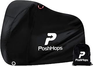 Posh Hops Bike Cover Waterproof for 1 or 2 Bikes - Ideal Bicycle Cover, Waterproof, Heavy Duty, Dustproof, Rain Protection, Safety Lock Holes for bike Cover storage outdoor with Storage Bag