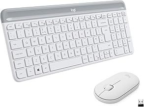 Logitech MK470 Slim Wireless Keyboard & Mouse Combo for Windows, 2.4GHz USB Unifying USB-Receiver, Low Profile, Whisper-Quiet, Long Battery Life, Optical Mouse, PC/Laptop, QWERTY UK Layout - White