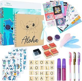 Disney Stitch Scrapbook Kit for Kids Craft Set with Blank Scrapbook Craft Book Scrapbooking Accessories Stickers Stamps Gel Pens Glitter Girls Art Set Stitch Gifts for Girls