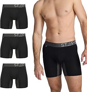 STEP ONE Mens Boxers Shorts Multipack, 3 Pairs, Anti Chafing Underwear for Men, Moisture-Wicking Boxer Shorts with 3D Pouch. Fabric Made from Organic Bamboo