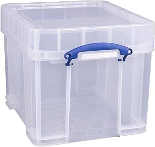 Really Useful Box Plastic Storage Box 35 Litre with XL Lid Clear