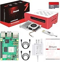 iRasptek Raspberry Pi 5 4GB Starter Kit - 64GB Edition of OS-Bookworm Pre-installed(Red&White Case)