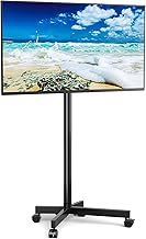 RFIVER Mobile TV Stand on Wheels for 23-65inch LCD LED Flat/Curved Screen TVs, Height Adjustable Rolling TV Cart Portable Floor Stand Trolley up to 40kg, Max. VESA 400x400mm