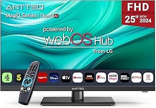 25 Inch Smart TV, WebOS FHD TV MagiQ 25" with ThinQ AI Voice Magic Remote, BBC Freeview Netflix YouTube Airplay WiFi 2024 Black Televisions