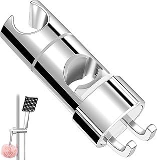 Shower Head Holder for 16-27MM Riser Rail, Adjustable Shower Holder Bracket with 2 Hooks, Universal Shower Holder Replacement