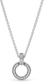 Pandora Signature Women's Sterling Silver Circle of Sparkle Cubic Zirconia Pendant Necklace, 45cm