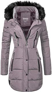 Spindle Womens Designer Long Fur Parka Hooded Jacket Quilted Winter Padded Coat Zip Pockets