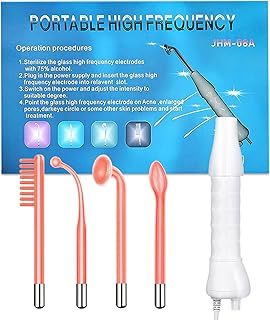 Yofuly High F-requency Face Wand, Portable High F-requency Facial Machine with 4 Red Neon Stabs, Skin Tightening Machine for Facial Beauty, Face Device for Skin Care Home Salon Use