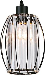 GIGGI Small Black Crystal Light Shade 16cm x 20cm, Cylinder Shape with Oval Rings, Lampshades for Ceiling Lights & Bedside Lamps, Lamp Shades for Bedroom, Living Room, Kitchen, Hallway