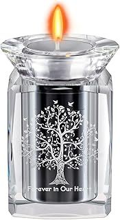 IFOLAINA Small Urn for Human Ashes Adult Male Cremation Crystal Storage Keepsake Candle Holder Funeral Memorial and Ash for Loved Ones - Tree of Life