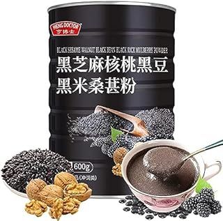 Black sesame walnut mulberry powder 600g/can,healthy and nutritious breakfast,convenient substitute food,delicious Snacks Gifts,Fast food,Black beans,oatmeal,Dessert, vegetable soup (Sugar-free,1can)