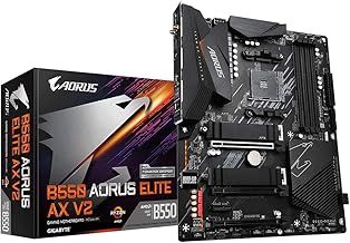 Gigabyte B550 AORUS ELITE AX V2 Motherboard - Supports AMD Ryzen 5000 Series AM4 CPUs, 12+2 Phases Digital Twin Power Design, up to 4733MHz DDR4 (OC), 2xPCIe 3.0 M.2, WiFi 6E, 2.5GbE LAN, USB 3.2 Gen1