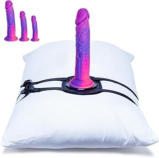 Suction Cup Fantasy Dildo Set Mount Includes Small 7" Large 8" Huge 10" Dildos, Adjustable Leather Strap Pillows or Sofa Furniture, Sex Swing Chair Anal Dildo Strap on Adult Sex Toy for Women Men Gay