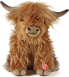 Living Nature Highland Cow Brown Soft Toy Farm Toy with Sound | Soft Toy Gift for Kids | 22 cm