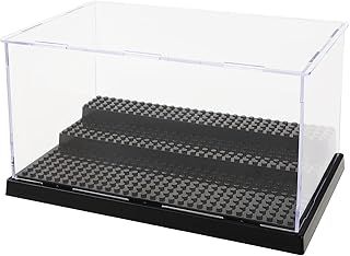 PetHot 2pcs Acrylic Display Case 3-Level 25.5x15.3x13.9CM Removable Shelves Perspex Dustproof Minifigure Display Case Toys Model Box Hold Up to 30 for Lego Lovers Car Model