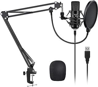YOTTO Condenser Microphone USB Recording Microphone for Desktop and Laptop Mac Windows Cardioid Microphone with Microphone Adjustable Suspension Boom Scissor Arm