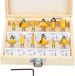 12 PCS Router Bits 1/4 shank for Palm Router Tool 6.35mm Tungsten Carbide Tipped Router Bit Set Wood Milling Saw Cutter