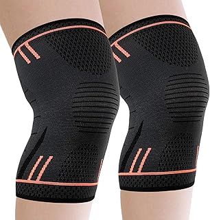 Knee Support Brace 2 Pack, Compression Knee Sleeves for Arthritis Pain Relief, Joint Pain, Tendonitis, Meniscus Tear, ACL, MCL, Running, Sports, Squats, Men & Women