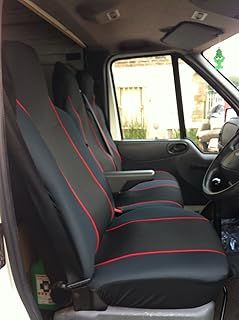 Heavy Duty Black & RED Trim Van Seat Covers (Universal Fit) - Single + Double