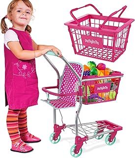 2 in 1 Kids Trolley & Basket Playset - Toy Shopping Cart