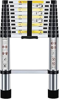 Telescopic Ladder 3.2m, Home Portable Ladder with Hooks, Stainless Steel, Height Adjustable, Home Storage, Attic, Maintenance Garden etc.