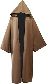 JIAHG Halloween Jedi Warrior Hooded Cloak Black Wizard Vampire Robe Medieval Knight Cloak Adult Gothic Costume Cape with Hood Fancy Dress Witch Mantle Cosplay Outfit for Men Women