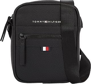 Tommy Hilfiger Men Essential PU Mini Reporter Shoulder Bag Small, Black (Black), One Size