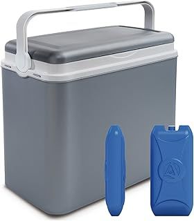 Adriatic Large 24 Litre Cooler Box Camping Beach Lunch Picnic Insulated Food+ 2 Ice Packs