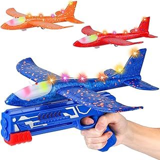 Winstico Boys Toys Age 4 5 6 7 8 9 Year Old Boy Gifts, Airplane Launcher Toy with 3 Pack Foam Glider Planes, Outdoor Garden Toys Birthday Present Gift for Kids Age 3 4 5 6 7 8 9 Year Old Boys