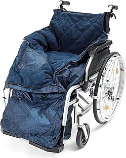 Biscay Deluxe Wheelchair Cosy - Medium | Navy Blue | Waterproof Polyester & PVC Quilted Fleece Lined Zipped Opening Adjustable Buckled Loops Wheelchair Cosy for Protection from Elements