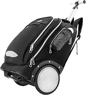 Rolling Backpack with 7 Inch Large Wheels, Double Reinforce Telescoping Handle,Easy Going Up and Down Staircase, Carry-on Backpack with Laptop Compartment for Business and Travel Commuter Black
