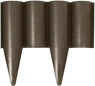 Brown Lawn Edging Border Palisade - 2.5 metres / 8.2 ft Long - Garden Fencing with Wood Log Texture and Ground Stakes for Landscaping, Flower Beds, Patio, Lawn, Pavement Edge