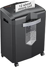 Bonsaii 12-Sheet Micro Cut Paper Shredder, Heavy Duty Shredder for Home Office Runs for 60 Mins, Shredders with 4 Casters & 16 Litres Pullout Bin, Shreds CD, Card, Mail, Staple and Clips(C266-B)