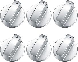 6 Pcs Gas Stove Control Knobs, 6mm Metal Cooker Control Switch Knobs, Silver Adaptors Oven Cooking Surface Switch Buttons Knob for Kitchen Stoves Ovens, Gas Hob Locks