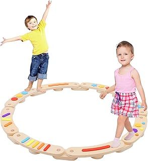 Wooden Balance Beam for Kids Toddler Montessori Balance Beam Kids Balance Stepping Stones Indoor Outdoor Playroom Obstacle Courses Sensory Toys