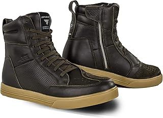 SHIMA Blake Motorcycle Shoes for men - Leather, Breathable, Reinforced Street Riding Shoes with Side Zipper, Ankle Support, Anti-Slip Sole, Gear Pad (Brown, 9)