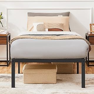 Yaheetech 36 cm Single Bed Frame Metal Solid 3ft Single Platform Bed with Heavy Duty Steel Slat Support/Non-slip Mattress Foundation/No Box Spring Needed/Under-bed Storage Space Assembly