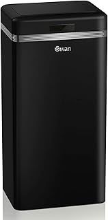 Swan SWKA4500BN Retro Kitchen Bin with Infrared Technology, Square, 45 Litre, Black