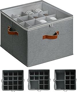 Shoe Organiser, Fits 16 Pairs Adjustable Fabric Shoe Storage with Clear Dust Cover & 4 Handle, Space Saving Shoe Organiser Box for Boots Heels Sneakers