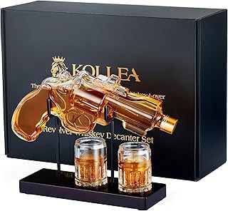 Gifts for Men Dad, Kollea Gun Whiskey Decanter Set with Glasses, Unique Birthday Anniversary Housewarming Gifts for Him Husband Grandpa, Cool Tequila Liquor Dispenser for Home Bar