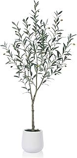 Kazeila Artificial Olive Tree 180cm Artificial Plants Indoor,Faux Olive Tree for Home Office Balcony Bathroom Decor(1Pack)