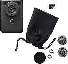 Canon PowerShot V10 Vlogging Starter Kit - Pocket-Sized 4K UHD Vlogging Video Camera - Bluetooth, Wi-Fi - 1-Button, Tilt Screen, Stereo Mics w/Wind Filter - Built-in Multi-position Stand, Black