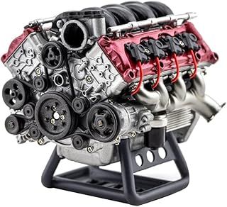 Mystea Mini V8 Engine Model Kit - MAD RC Metal Internal Combustion Engine DIY Assembly Physics STEM Toy for SCX10 Capra VS4-10 Pro / Ultra Model Car KIT, 6.4 x 6 x 5.5cm