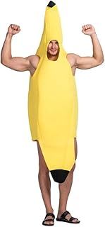 SHATCHI Yellow Banana Fruit Fancy Party Adult Costume Halloween Unisex Funny Dress Up Stag Night Jumpsuit, One Size