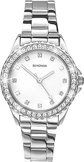 Sekonda Elizabeth Women's Quartz Watch 33mm with Stone Set Case, Analogue Display and Stainless Steel Bracelet