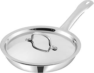 Nobel Triply Stainless Steel Cookware Frypan with Stainless Lid, Steel Pan, 2.5 mm Thick,Induction & Gas Stove Compatible Omelette Pan, Egg Pan, (20 cm)