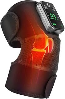 CLIUNT Heated Knee Massager, Heated Knee Brace Wrap, Vibration Knee Heating Pads, Rechargeable 3 in 1 Knee Brace Warmer for Knee/Elbow/Shoulder Relax, Black