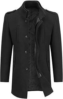 Allthemen Men's Winter Wool Coat Trench Mid Length Overcoat Jacket Slim Fit Casual Coat