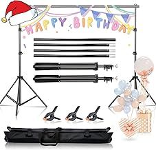 Backdrop Stand Kit, 2x3m/ 6.5ft x 10ft Adjustable Portable Photo Studio Backdrop Background Support System Stand for Wedding Parties Decorations Portrait Photography Birthday Party (black)